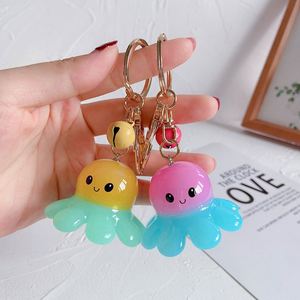 Porte-clés en acrylique de dessin animé en gros, mini-porte-clés animal pieuvre, porte-clés sonore LED Lumière Arc-en-ciel Friends pour sac - Product Image 3