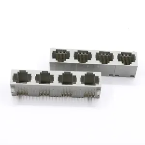 RJ45插座59 21毫米1x4 10P8C RJ45带屏蔽的模块化印刷电路板插孔