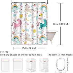 ม่านห้องน้ำพิมพ์ลายแมวสีสันสดใสทำจากพีวีซีโพลีเอสเตอร์กันน้ำสีเทาขี้เถ้าสีดำกันน้ำใช้ตกแต่งบ้านห้องน้ำ - Product Image 2