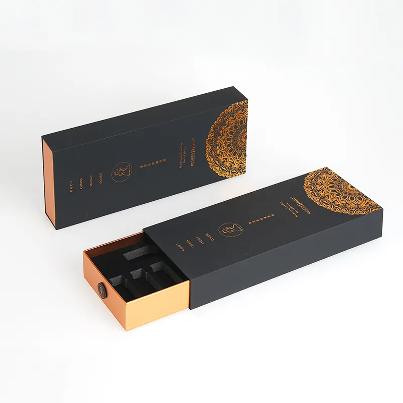 Custom luxury black cardboard paper box for skincare cosmetics packaging box eco friendly packaging lipsticks Nail Polish box