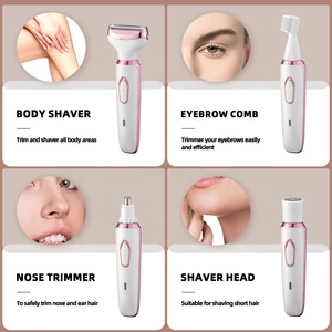 Máy nhổ lông mày tông đơ xách tay Bikini Tông đơ máy cạo râu mu tóc ướt & khô không dây 4 trong 1 Womens cho phụ nữ Tóc Cạo Râu - Product Image 4