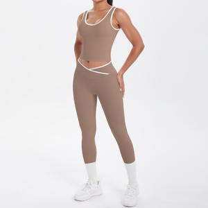 Ensemble de sport cinq pièces pour femme, grande taille, réversible, uni, avec logo frontal, coupe ajustée, respirant, pour la course, le fitness, l'athlétisme et le quotidien - Product Image 3