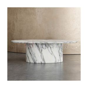 Newstar бежевый травертин и белый мрамор элегантный домашний декор Овальный каменный обеденный стол с двухконической основой для пьедестала - Product Image 4