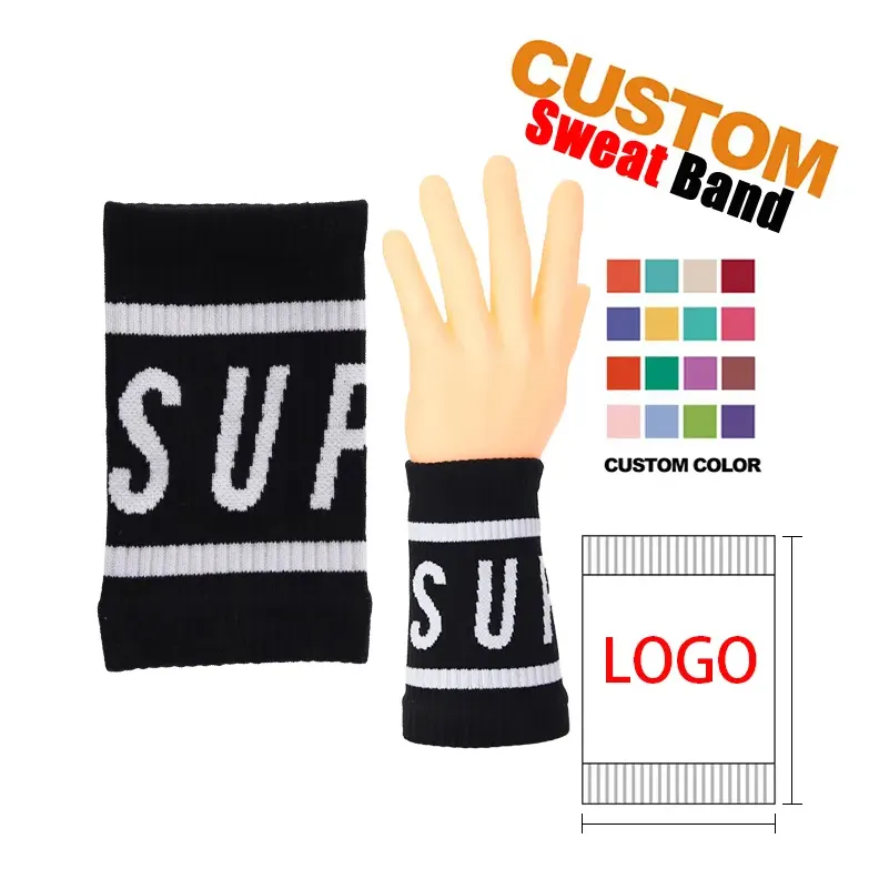 Wholesale Fitness Sweat Band Wristband Custom Sweatbands Sports Tennis Wrist Brace With Design Logo