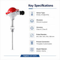 Anti-corrosion 316L Sheath Temperature Sensor for Chemical Liquid and Corrosive Medium Temperature Detection