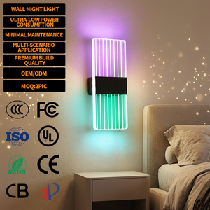 โคมไฟติดผนัง LED วัสดุอะคริลิคสีดำขาว รุ่น RGB Color 2026 ลายแนวตั้ง 3000mAh 3W พร้อมรีโมทคอนโทรล ชาร์จผ่าน USB ได้ - Product Image 2