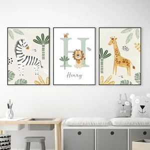 Affiches décoratives murales pour chambre d'enfant, animaux de la <span class=keywords><strong>jungle</strong></span>, lion, décoration intérieure de la chambre d'enfant, affiche en toile pour bébé, décoration murale, décoration de la maison - Product Image 3