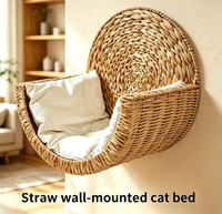 Lit suspendu pour chat en rotin tissé à la main, hamac balançoire pour animaux de compagnie en osier avec coussin moelleux pour chats d'intérieur