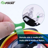 FSCAT 100pk Attaches de câble en nylon noir avec velcro, design pré-coupé fin, gestion des câbles, sangles d'organisation pour la maison et le bureau