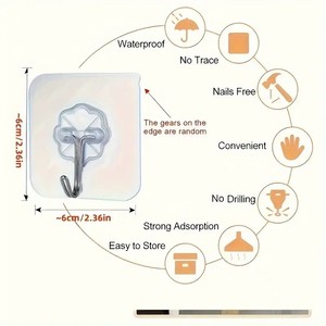 Ganci Adesivi in Plastica Resistenti <span class=keywords><strong>per</strong></span> Parete, Ganci Trasparenti a Ventosa <span class=keywords><strong>per</strong></span> <span class=keywords><strong>Cucina</strong></span> e Bagno - Product Image 3