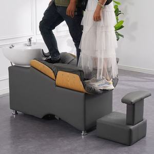 Chaise de salon de coiffure au design moderne avec lavabo en céramique pour salons de beauté et chambres à coucher - Chaise de lavage de cheveux et de shampooing - Product Image 6