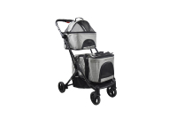Poussette double pliable à une main en aluminium léger pour animaux de compagnie, 4 roues, pour petits chiens, capacité 20 kg, vente en gros