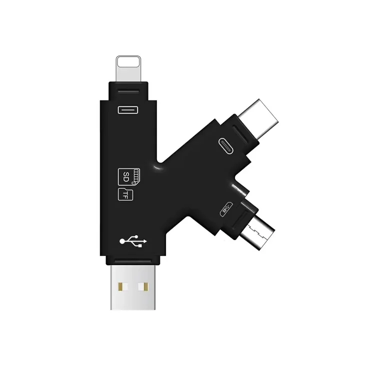 4 Trong 1 OTG Ổ Đĩa Flash USB Micro SD & TF Card Reader Adapter Cho iPhone XS Max/XS /X/7 8 Cộng Với Cho iPad Cảm Ứng MAC PC