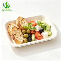 Plateau alimentaire jetable SUMKOKA 1000ml en bagasse de canne à sucre, compostable et biodégradable, pour plats à emporter