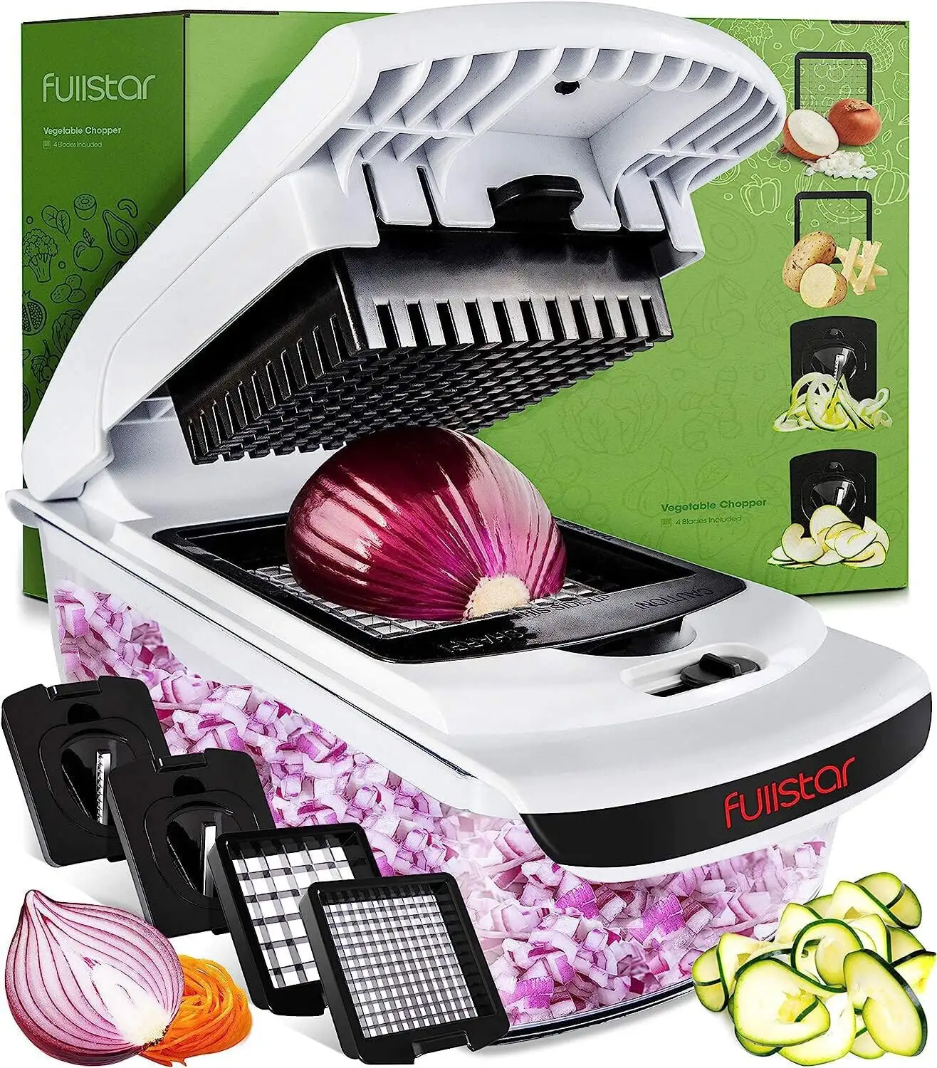 Mano manuale facile da usare multifunzionale 4 in 1 Spiralizer tritacarne verdure affettatrice cipolla cibo Chopper con contenitore