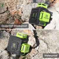 Huepar Auto nivelación B02CG con estuche rígido & type-c, 2*360-grado línea cruzada, 8 líneas múltiples modo de pulso al aire libre nivel láser de haz verde