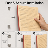 Panneaux acoustiques durables en placage de bois ignifuge pour salles de conférence et bureaux professionnels, adaptés à plusieurs substrats