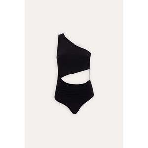 Black Window Detail <b>Bodysuit</b> Skinny Fit Seamless Nylon Knitting Fabric Tummy <b>Control</b> Lace Decoration Printed Pattern Washed - Product Image 1