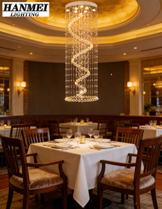 Lámpara Colgante de Cristal Estilo Europeo para Sala de Estar de Doble Altura, Restaurante, Diseño Moderno, Iluminación Decorativa Larga y Romántica HM - Product Image 5