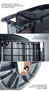 Carros de Servicio de Limpieza de Habitaciones de Plástico PP con Ruedas, Carros de Servicio de Limpieza de Lavandería para Hoteles - Product Image 6