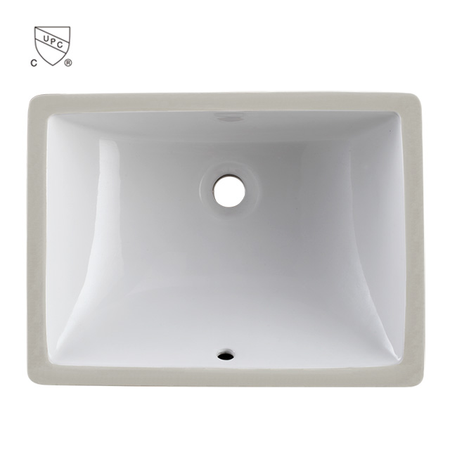 Without faucet feature and undermount installation type porcelain bathroom sink, rectangular basin shape ceramic basin #1813