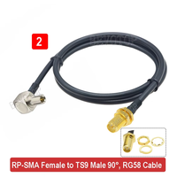 Kabel RG58 SMA Male ke TS9 Male sudut kanan Plug RG-58 50 Ohm RF koaksial Pigtail WIFI 3G Modem kabel ekstensi adaptor Jumper