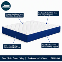 Matelas à ressorts ensachés compressés et roulés sous vide, housse en tissu tricoté respirant, livraison directe de l'usine
