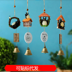Ornement de carillon éolien Totoro, pendentif cloche en résine, décoration zen asiatique pour la maison, objet suspendu, décoration murale pour chambre à coucher - Product Image 5