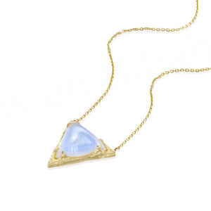 สร้อยคอเงินแท้ 925 รูปทรงสามเหลี่ยมใหม่ ดีไซน์เปลือกไม้ประดับมูนสโตนธรรมชาติ สำหรับผู้หญิง - Product Image 2