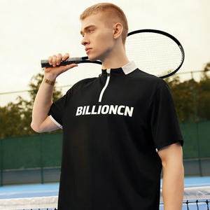 เสื้อยืดกอล์ฟคุณภาพสูง แขนสั้น ซิปติดโลโก้ตามสั่ง ผ้าฝ้าย 100% ระบายอากาศได้ดี ทรงหลวม ใส่ได้ทั้งชายและหญิง สำหรับฤดูร้อน - Product Image 2