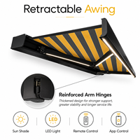 Auvent rétractable motorisé moderne à cassette intégrale en aluminium pour patio, jardin, balcon, villa avec télécommande LED WiFi