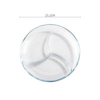 Assiettes de repas en verre borosilicate trempé transparent assiettes de séparation carrées rondes vaisselle assiettes à l'épreuve du four pour Restaurant