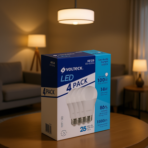 Ampoules LED VOLTECK A19, lot de 4, 14W (équivalent 100W), 1500LM, 3500K blanc chaud, culot E27, AC 220V, corps en plastique, durée de vie de 25 000 heures - Product Image 2