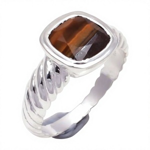 Anillo de Plata de Ley 925 con Ojo de Tigre Marrón Natural, Gema de Buena Calidad, Hecho a Mano, Certificado IGI, Diseño Único, Venta al Por Mayor de Fábrica - Product Image 2