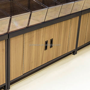 وحدات رفوف سوبر ماركت ثقيلة مخصصة من الخشب الصلب مع أرفف مزدوجة الجوانب لعرض تخزين متاجر بيع الحبوب والمكسرات - Product Image 3