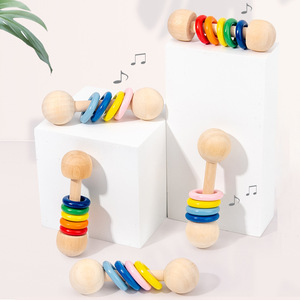 Juguetes musicales de madera al por mayor: Sonajeros de arcoíris, juguetes musicales de mano para bebés, instrumentos musicales Orff, juguetes de entrenamiento para sujeción manual - Product Image 6