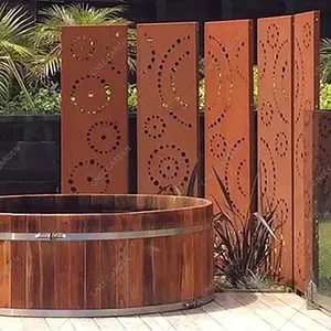 Corten acero jardín pantallas divisor metal acero corten pantalla paneles corten acero pantallas paneles de pared