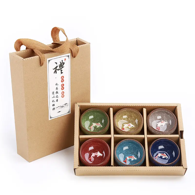 Trung Quốc Tea Cup Set, món quà gốm Hộp bao bì sáu ly trong gói tùy chỉnh Bộ trà