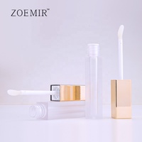 Emballage de gloss à lèvres carré de luxe en marque privée, flacon vide en plastique givré personnalisé pour rouge à lèvres liquide doré, 5 ml