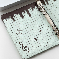 Album photo de haute qualité en cuir PU A5 avec motif de note de musique chocolat menthe, classeur à feuilles mobiles, livre de collection de photocartes Kpop de 3 pouces