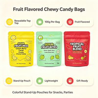 Irreguliere vorm staande pouch, voedselveilige plastic snackzak, fruitgummy snoep, op maat bedrukt, gestanst, speciale vorm verpakking
