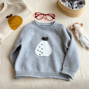 Tongxingyuan Girls Sweater Beige Gray 380 Round Neck Jacquard Knit Cotton Autumn Winter Wear - Product Image 2