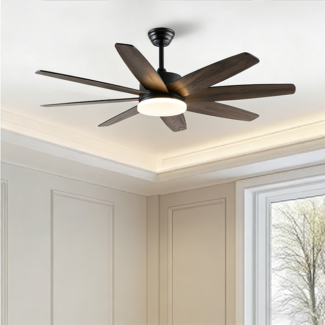 Modern Iron Wood LED Ceiling Fan Remote Control DC Motor Dimmable 48" Ceiling Fan with Light Quiet Home Decor Fan with Light