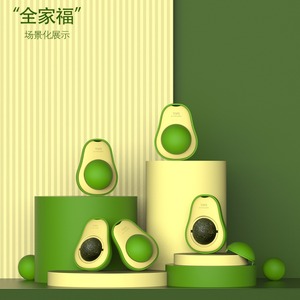 Juicepet 고양이 공 장난감 360 도 회전 ABS 소재 Opp 가방 패키지 아보카도 스타일 교체 가능한 쓸개 과일 개박하 장난감 - Product Image 2