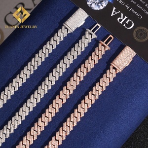 ขายส่งราคาฮิปฮอปผู้ชายสร้อยคอไมอามี่สีโรสโกลด์925เงิน8มม. ประดับเพชรโมอิสขนาดสร้อยคอสไตล์คิวบา - Product Image 2