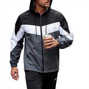 Men's Color Block Hooded Windproof Fleece Puffer Jacket Pullover Sporty Outerwear Winter Polyester/Cotton Long Sleeve Casual - Product Image 1