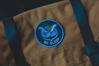 Patch brodé Hibou Bleu 'No Sleep', Applique Slogan Hibou Nocturne Cool pour Veste en Jean, Sac à Dos, Vêtements Gothiques, Streetwear, Punk