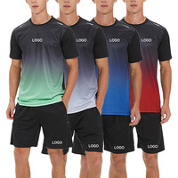Ensemble de survêtement de sport pour homme, t-shirt et short de fitness, séchage rapide, 2 pièces, jogging, survêtement de course à pied, 100% polyester, survêtement de sport personnalisé