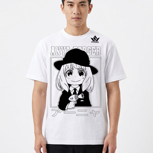 เสื้อยืดแขนสั้นคอกลมพิมพ์ลายตัวละครอนิเมะ Anya Forger สีดำสำหรับผู้ชาย ยี่ห้อ SPARKWELL ทรงปกติ สวมใส่สบาย พิมพ์ลายด้านหน้า 100% - Product Image 2