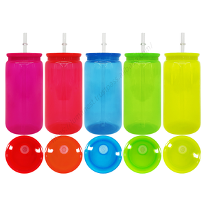 Vasos de Plástico Transparentes Simples al por Mayor, Vasos de PC Bonitos y Fluorescentes de Neón para Niños, Vasos de Colores para Cerveza - Product Image 1